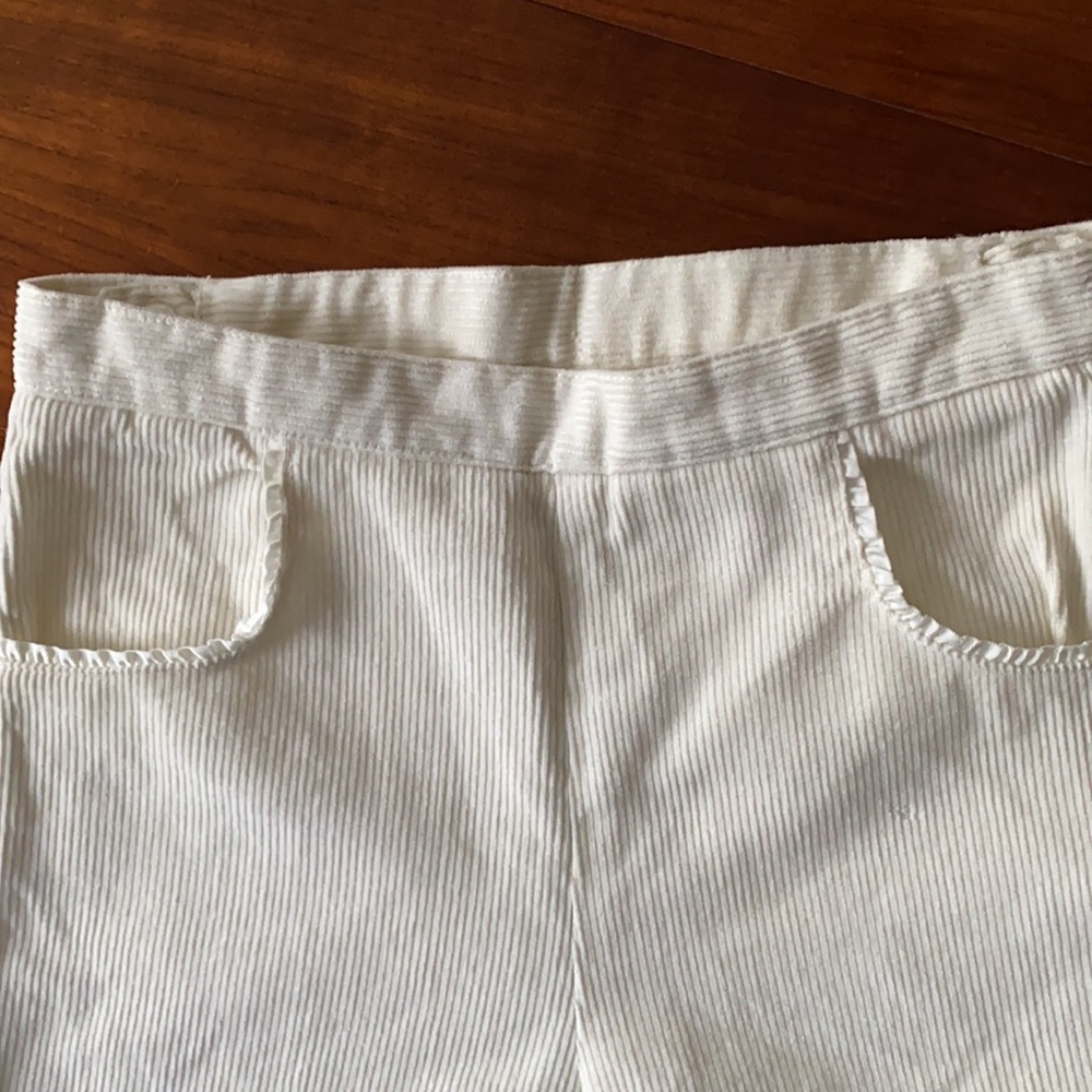 Like New Best & Co White Corduroy Pants with Ruffle Trim Sz 6